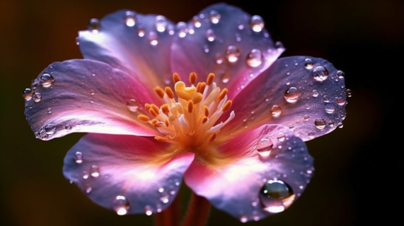 露珠沾湿的花朵摄影图