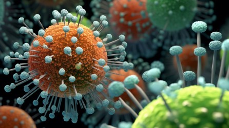 病毒感染细胞3D渲染摄影图