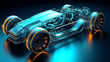 未来科幻电动汽车X射线摄影图片
