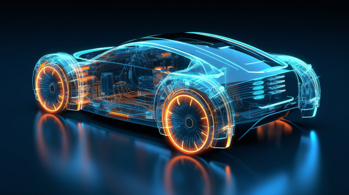 未来科幻概念电动汽车 X 光摄影版权图片下载