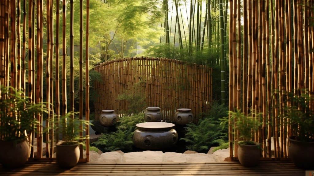 竹屏风私家花园摄影版权图片下载