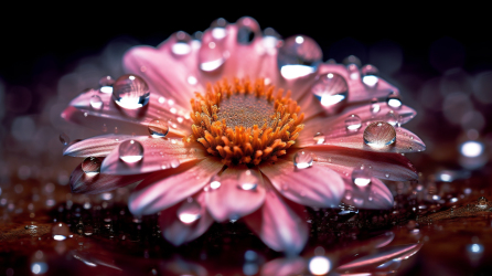 粉色雏菊的近景照片-红宝石和琥珀风格摄影图