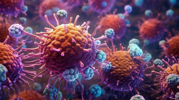 微观细胞与病毒的3D渲染摄影图片