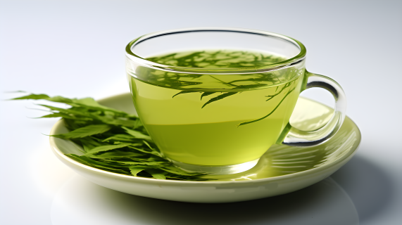 优质绿茶精美茶杯摄影图