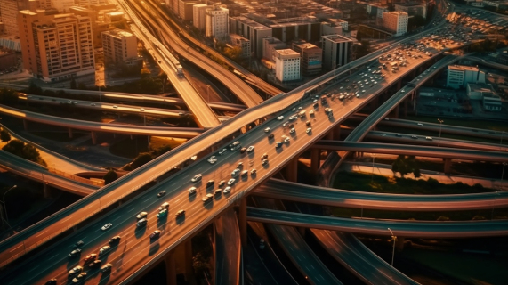现代城市汽车行驶道路摄影图