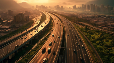 自然光线下的高速公路摄影图