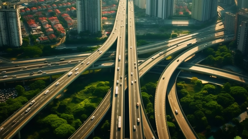 都市车道自然光摄影图