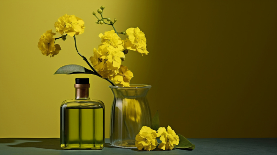 香水和花卉优雅的光影效果摄影图