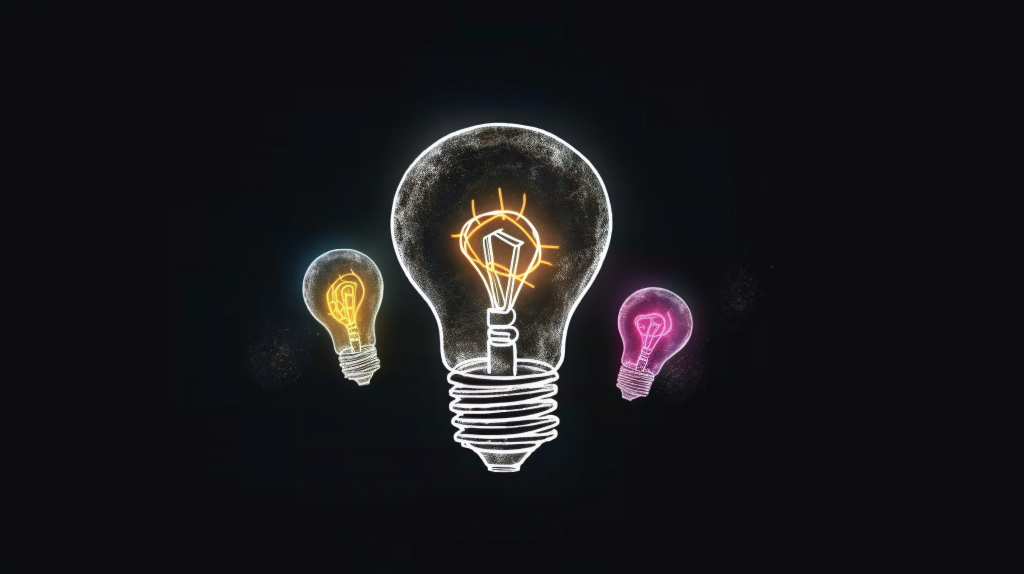 黑板上的粉彩灯泡摄影图片