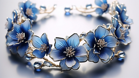 蓝色花朵精美首饰摄影图