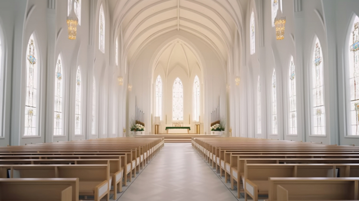 宽大的婚礼教堂自然光摄影版权图片下载