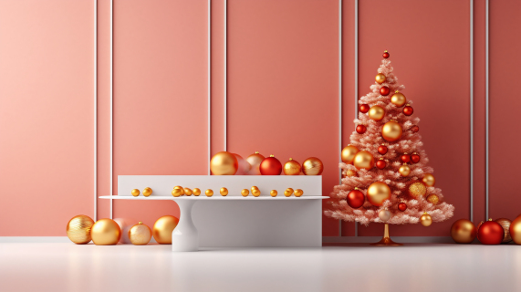 悠闲圣诞装饰梦幻橙色摄影图片
