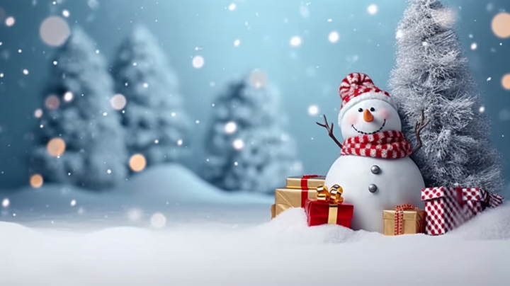 雪人礼物圣诞主题摄影版权图片下载