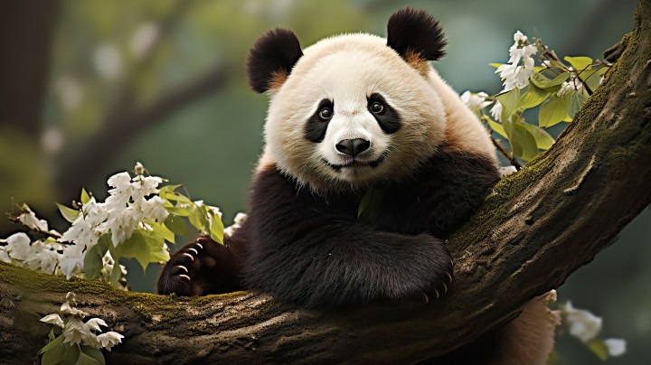 熊猫在阳光下的摄影版权图片下载