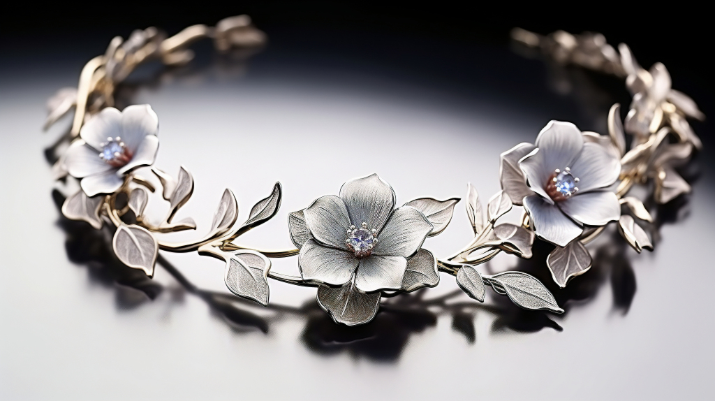 摄影灯光下的铂金珠宝项链摄影图版权图片下载