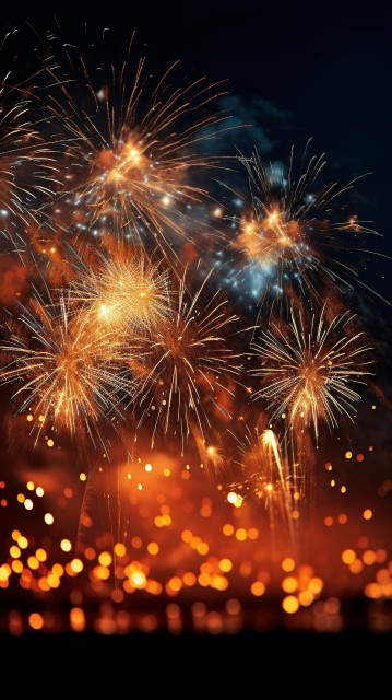 橙色烟火夜晚美景摄影图片