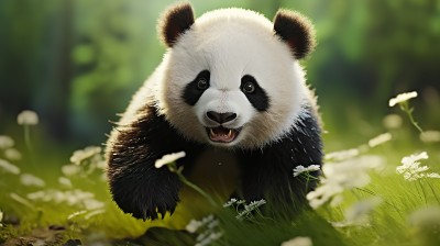 熊猫亮丽真实摄影图片