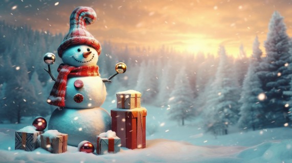 圣诞节装饰小雪人摄影图片