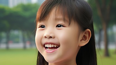 亚洲女孩微笑儿童牙科摄影图片