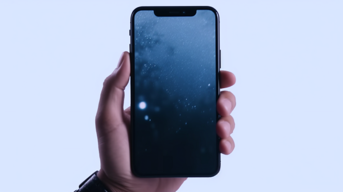 手拿锁屏的手机摄影图片