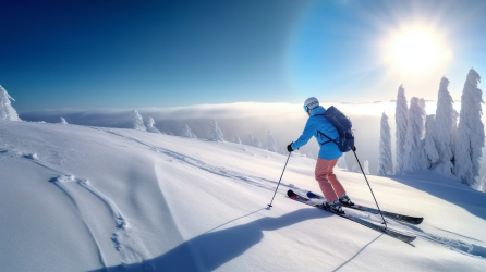 阳光下的滑雪冬季户外摄影图片