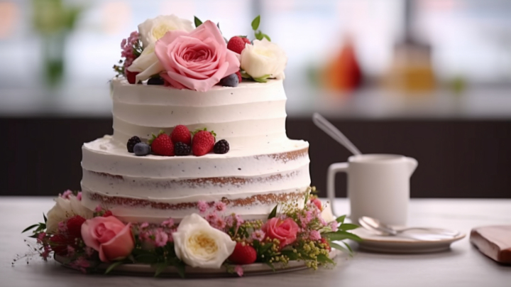 婚礼角落的蛋糕摄影版权图片下载