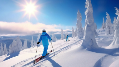 滑雪中的唯美自然风光摄影图片