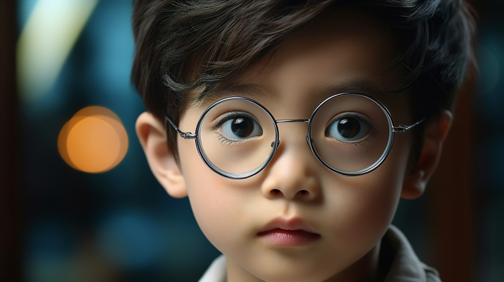 带圆框眼镜的男孩摄影版权图片下载