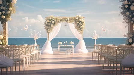 海边婚礼自然光摄影图片