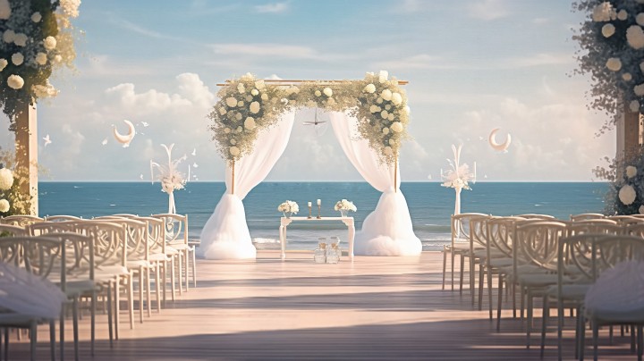 海边婚礼自然光摄影版权图片下载