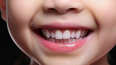 亚洲孩子的健康牙齿摄影图片