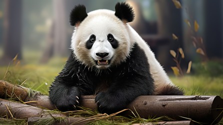 熊猫在自然环境中的摄影图片