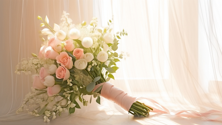 梦幻婚礼花束摄影图版权图片下载