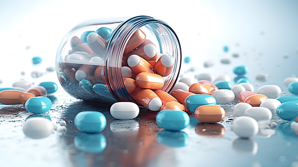 药店零售药品白色干净背景摄影图