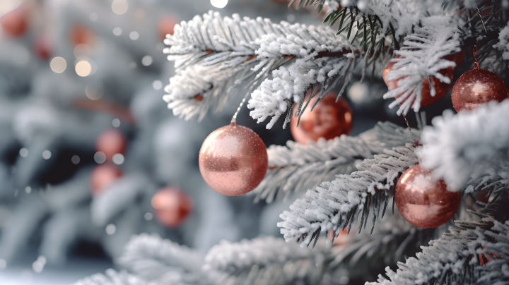 近景装饰圣诞树的摄影版权图片下载