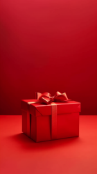红色礼品盒极简风摄影图片