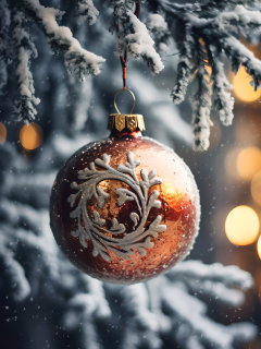 清晰明亮的圣诞树特写装饰摄影图片