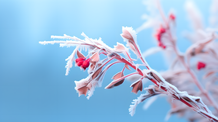 雪中植物自然景观摄影图版权图片下载