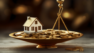 金币堆叠富贵积累摄影图