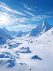 极简蓝天雪景摄影图