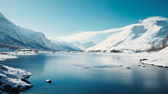 唯美湖泊极致高清雪景摄影图