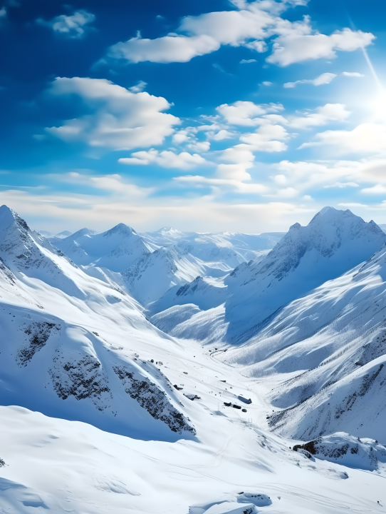 冬季高山雪景摄影图版权图片下载