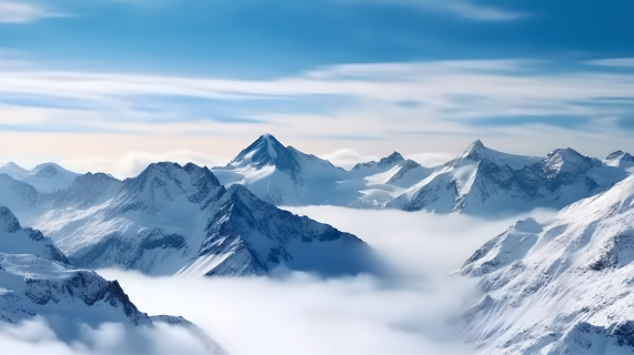山顶雪景精美自然摄影图