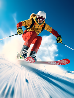 双板滑雪运动员高清摄影图