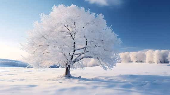 寒冬奇观冰冻大树摄影图片
