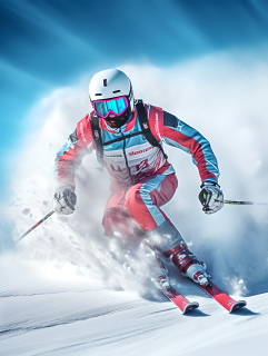 亚洲运动员滑雪炫酷摄影图