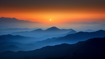 山顶上霞光绚烂的旭日摄影图