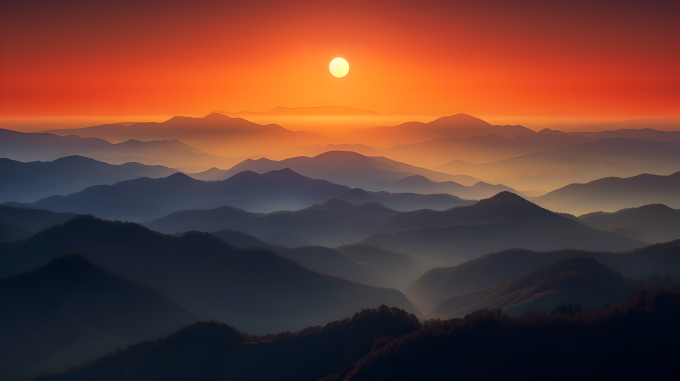 山顶超清早晨日出摄影图