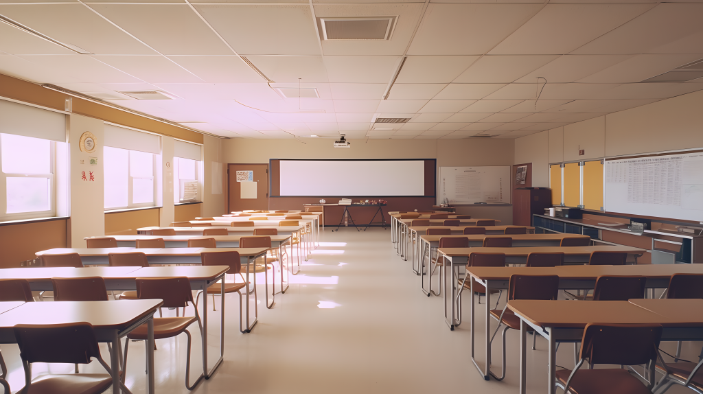 教室内部清澈宽敞摄影版权图片下载