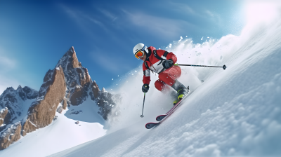 高画质亚洲选手滑雪摄影图